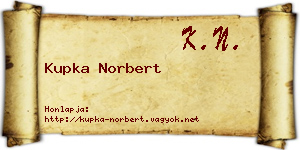 Kupka Norbert névjegykártya